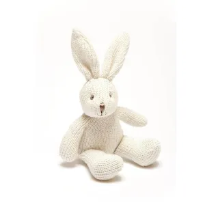 Knitted Organic Cotton White Bunny Rattle